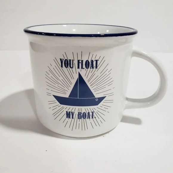 You Float my Boat,White/Blue  Ceramic Coffee Mug. - Picture 1 of 4